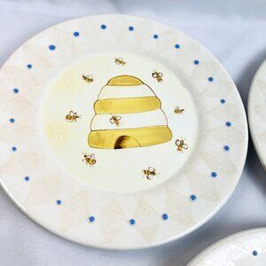 Bumble Bee Salad Dessert Plates Hand Painted Vintage by Deb Mores BUZZ BUZZ